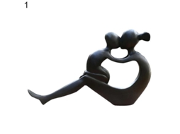 Estatua Artesanal Madre E Hijo Abrazo Abstracto Decoración De Mesa Regalo Para Días Festivos Negro