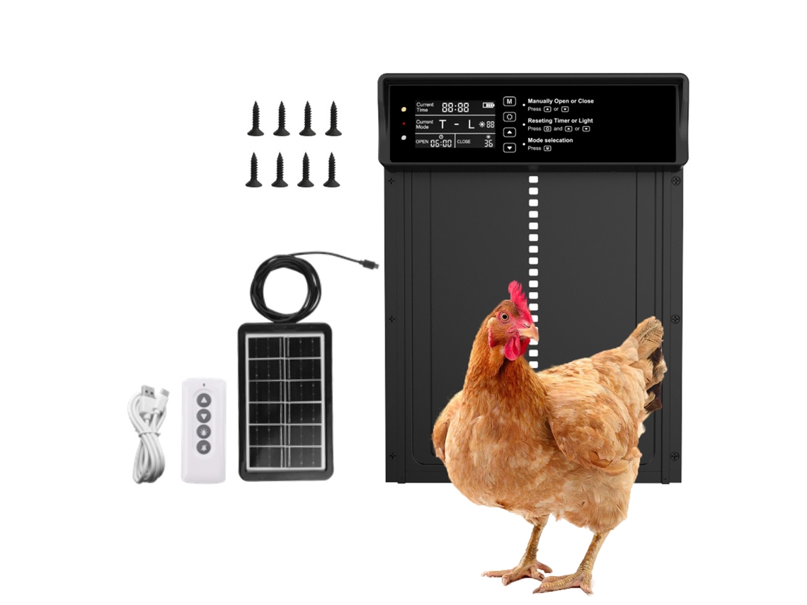 Portão Automático Galinha Solar com Temporizador e Sensor Anti pinch