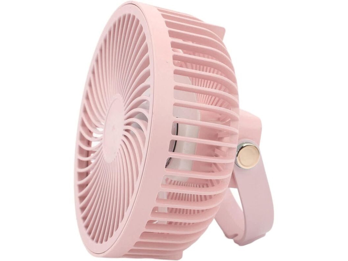 Ventilador Com Lanterna Led Para Camping Rosa