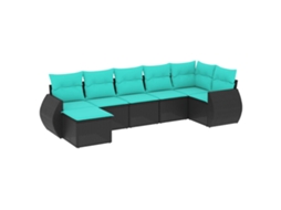Conjunto de Sofá de Jardim, 7 Peças, Almofadas, Rattan Preto MAISON EXCLUSIVE