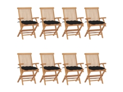 Conjunto 8 Cadeira de jardim VIDAXL Preto Madeira (55x60x89 cm)