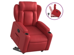 Poltrona reclinável elevatória VIDAXL couro artificial vermelho