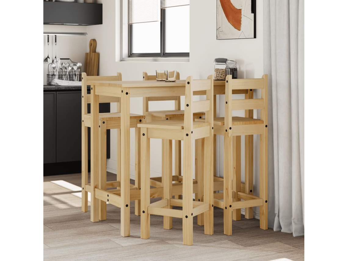 Vidaxl 5 Pcs Conjunto De Bar Pinho Maciço