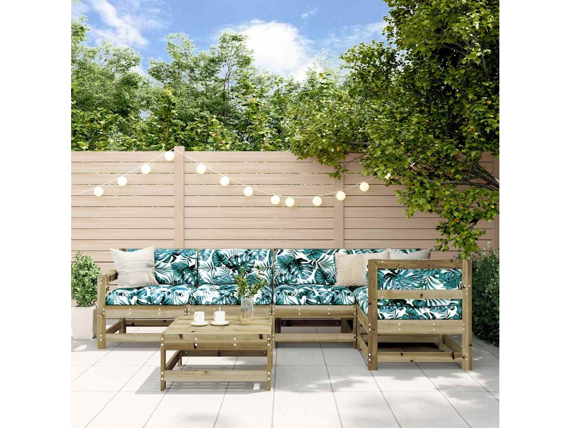 Vidaxl 6 Pcs Conjunto Lounge De Jardim Madeira De Pinho Impregnada