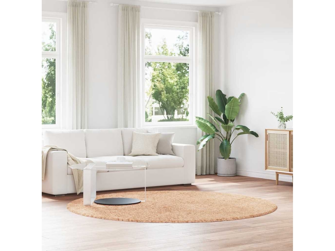 Vidaxl Tapete Shaggy De Pelo Alto Navarra 240x240 Cm Poliéster Bege