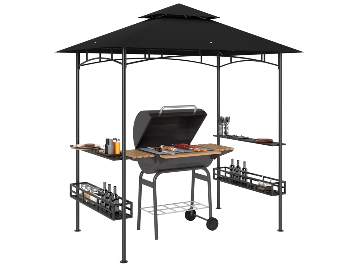 Gazebo de Jardim com Estantes e Cestas, Cinza, 240 X 150 X 257 Cm | S/MARCA