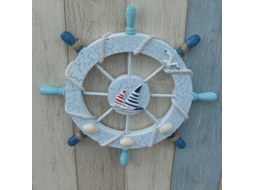 Volante De Barco De Madera, 28 Cm, Decoración Náutica Para Pared Con Estilo Marino