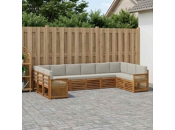Vidaxl Conjunto De Sofá Sectional 7 Pcs Natural E Cinzento-claro