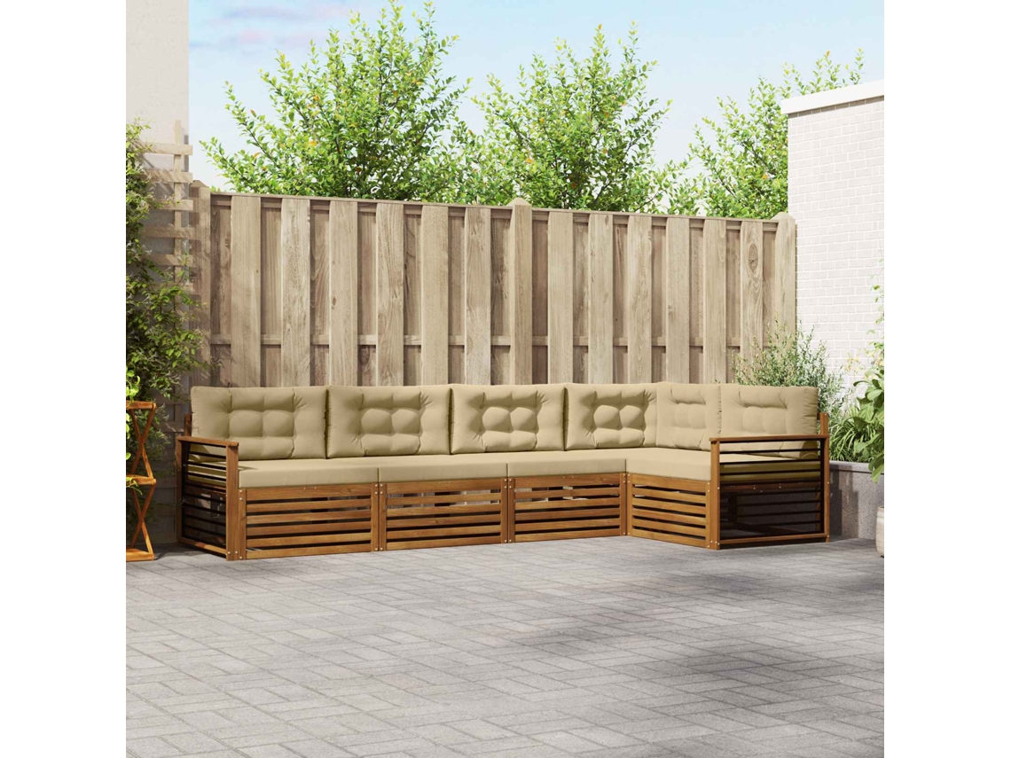 Vidaxl Conjunto De Sofás Para Exterior 5 Unid. Natural E Bege
