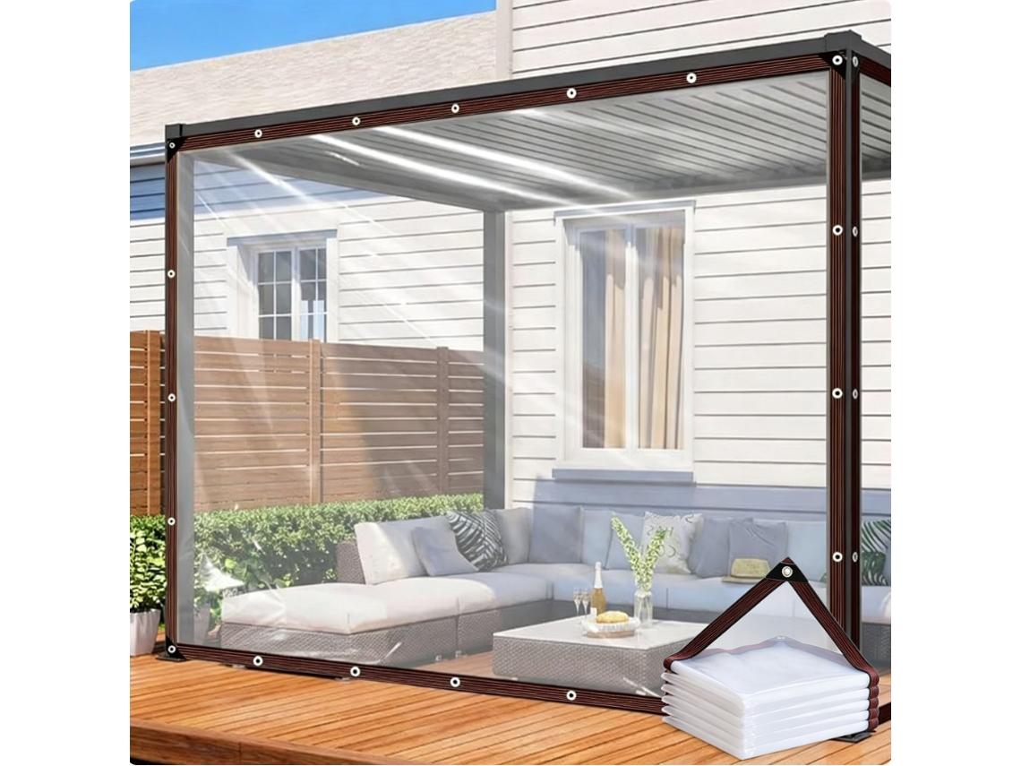 Lona Transparente Impermeável Com Ilhós Para Terraços Exteriores, Pátios, Estufas E Galinheiros/2x2m Gertiz