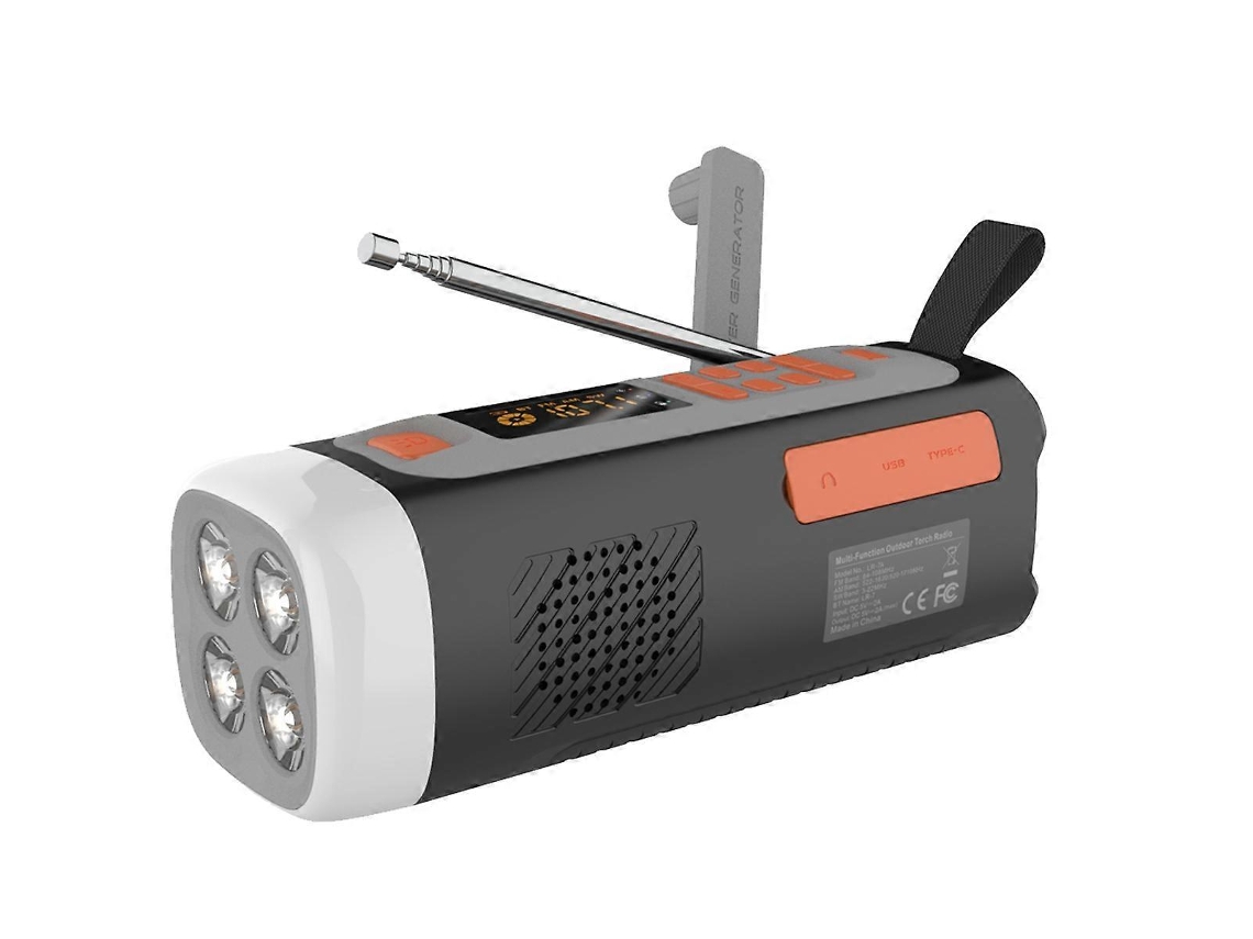 Rádio Portátil Multifuncional Am/fm Com Manivela E Energia Solar, Com Lanterna E Função Sos Solar Para Emergências. Brilvibera
