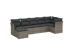 Conjunto de 7 Sofás de Jardim com Almofadões Vime Pe Cinzento Claro MAISON EXCLUSIVE (7 pcs)