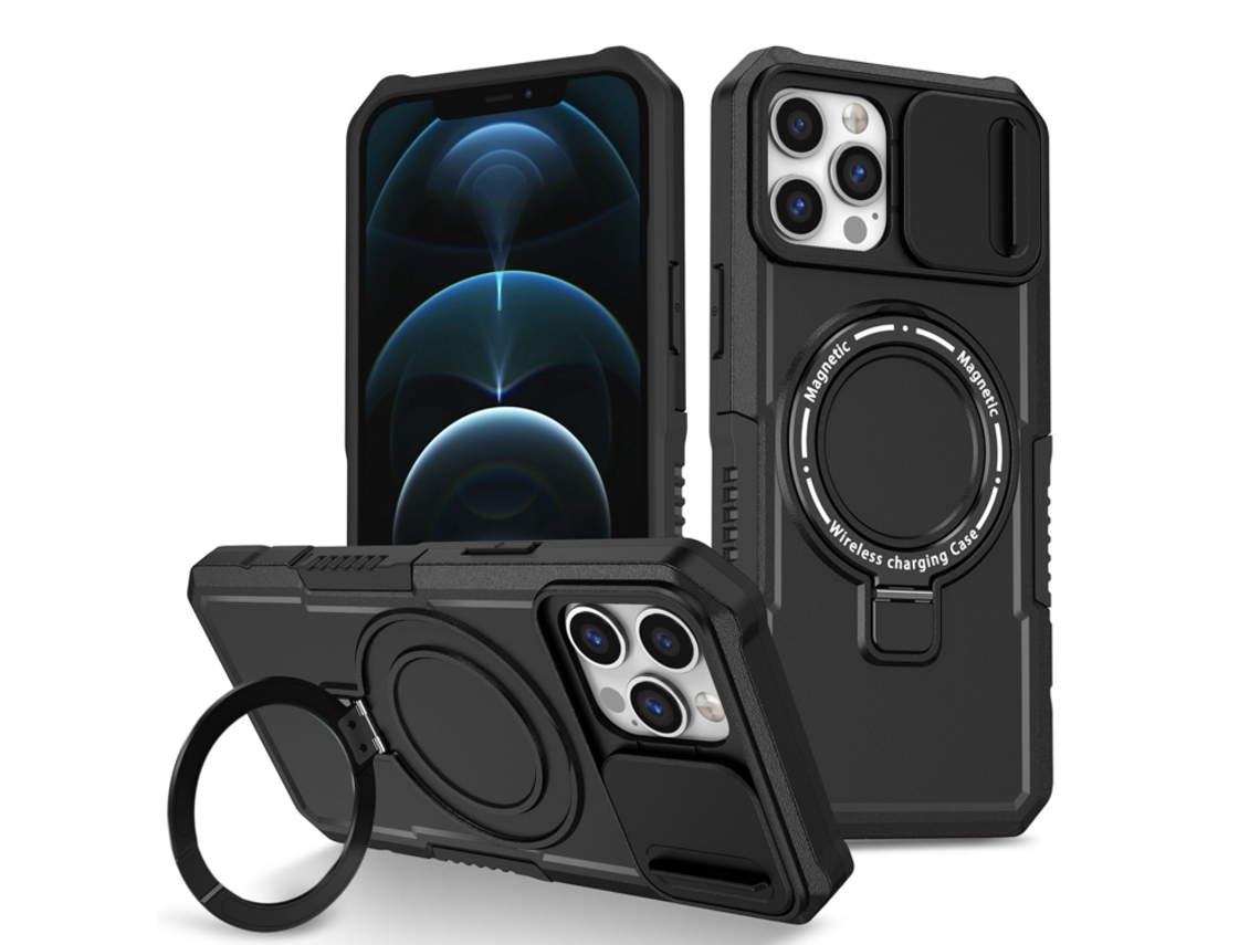 Capa Zruxe Compativel Com Iphone 12 Pro (sliding Camshield - Magsafe - Tpu Hybrid Pc - Preto)