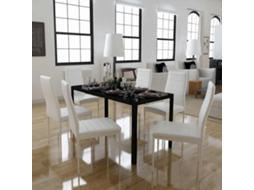 Vidaxl Conjunto Mesa De Jantar 7 Pcs Preto E Branco