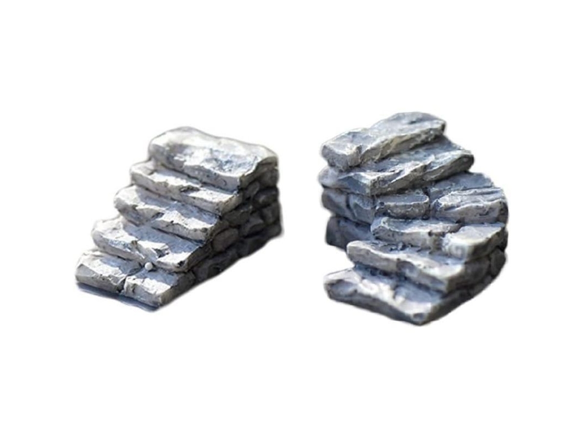 2 Peças De Escadas Miniaturas 2 Estilos Acessórios Jardim De Fadas Paisagem Micro Decoração Resina
