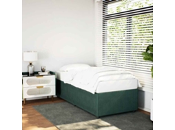 Estrutura De Cama Sem Colchão 100x200 Cm Veludo Verde-escuro