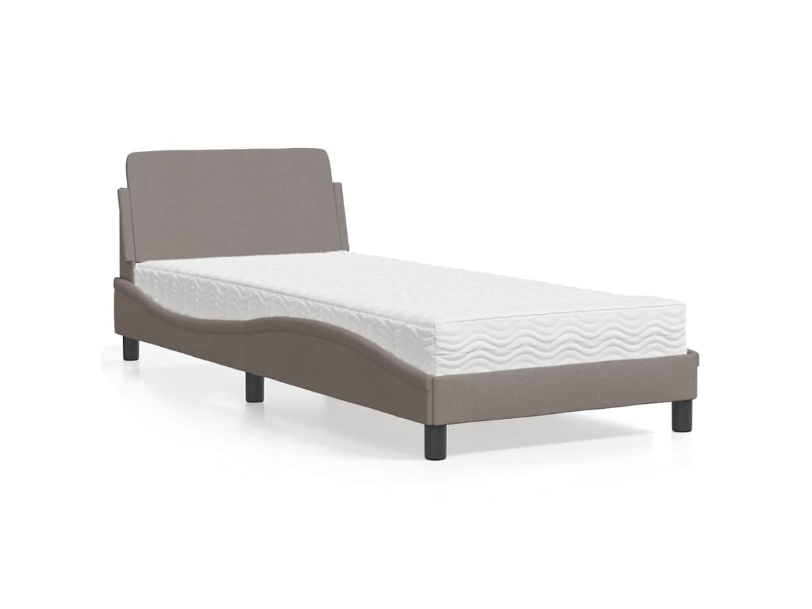 Vidaxl Cama Com Colchão Dover 80x200 Cm Tecido Castanho-acinzentado