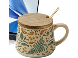 Caneca Floral | Caneca Com Tampa E Colher Utensílios De Mesa Vintage Em Cerâmica Para Casa, Cozinh Gokoco