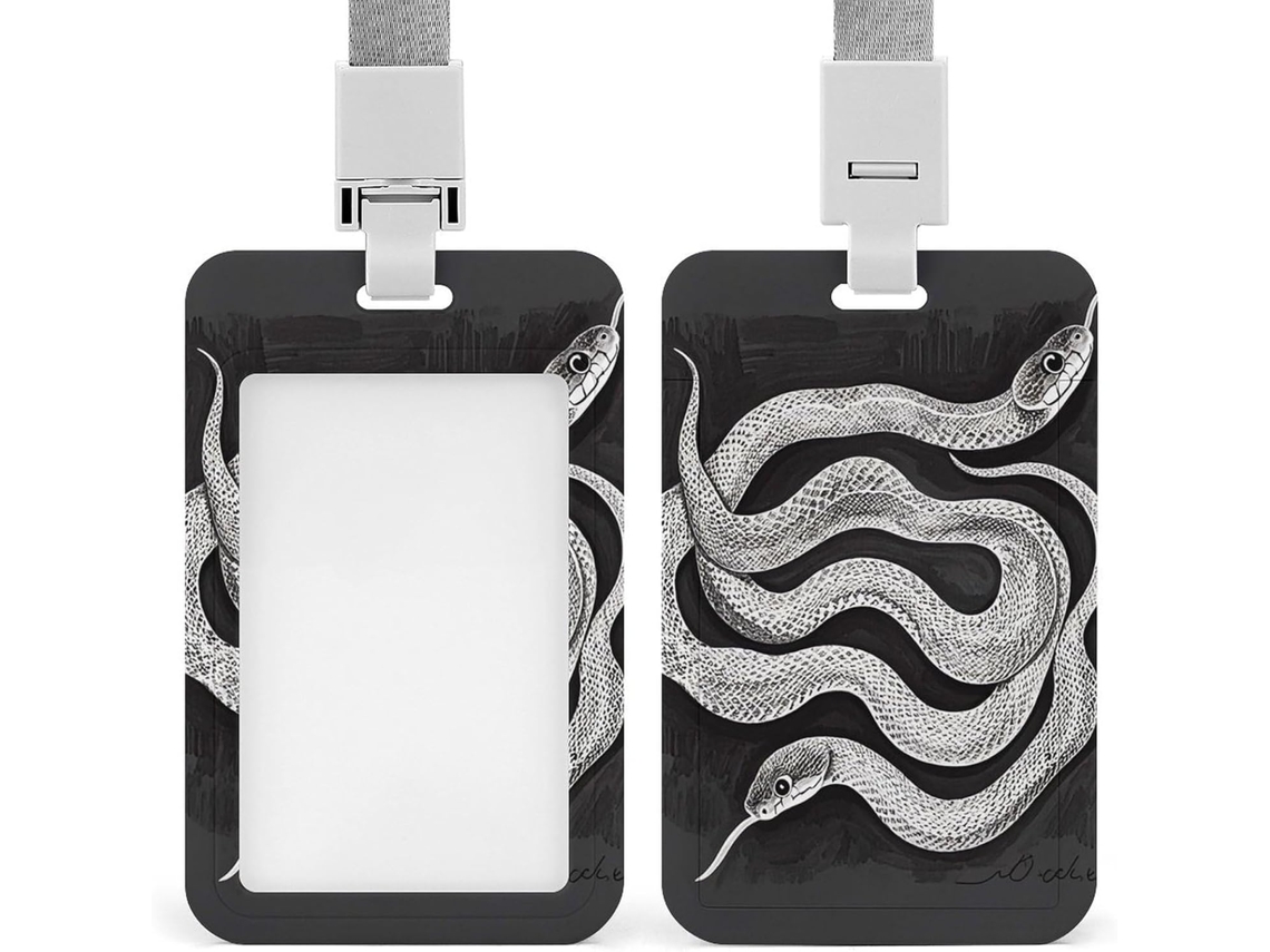 Clipe Crachá, Elegante Porta Crachá Com Estampa Escura E Cordão, Porta Crachá De Identificação, Cordão Crachá
