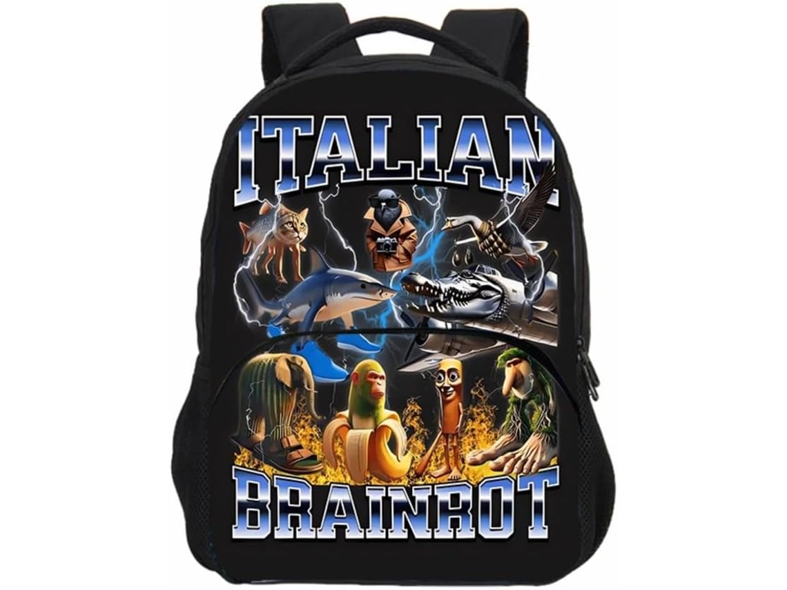 Mochila Infantil Tralalerotralala, Escolar Italiana Brainrot Ai Animal Com Bolso Frontal Para