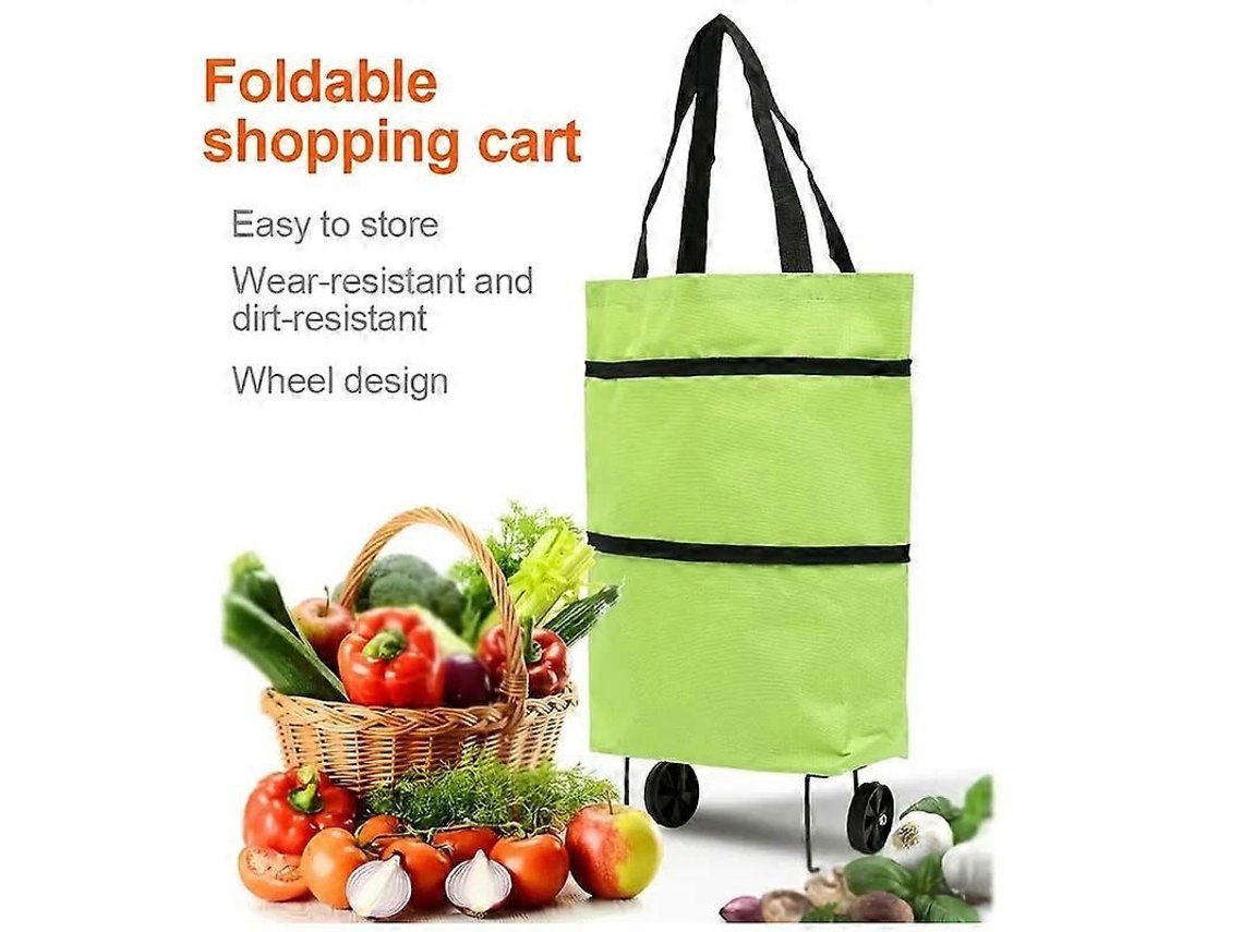 1 Carrinho De Compras Dobrável Multifuncional Portátil (com Rodas) Bolsa De Armazenamento Para Itens Essenciais Do Dia A Dia, Prática E Simples P