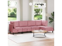 Vidaxl Conjunto De Móveis Para Sala De Estar 5 Unid. Rosa Veludo