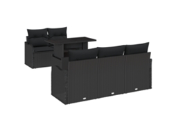 Conjunto 6 De Sofás Jardim De Vidaxl Com Almofadas Em Preto Preto Vime