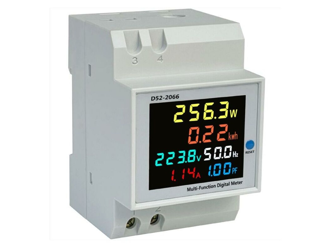 Medidor De Eletricidade Digital Multifuncional D52-2066 100a Ac250-450v Para Trilho