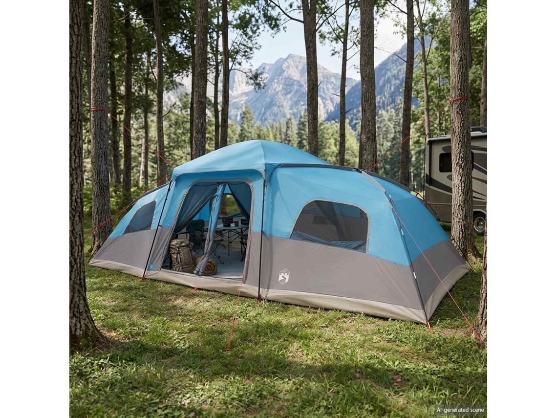 Vidaxl Barraca Familiar Com Cobertura Impermeável 18 Pessoa Azul