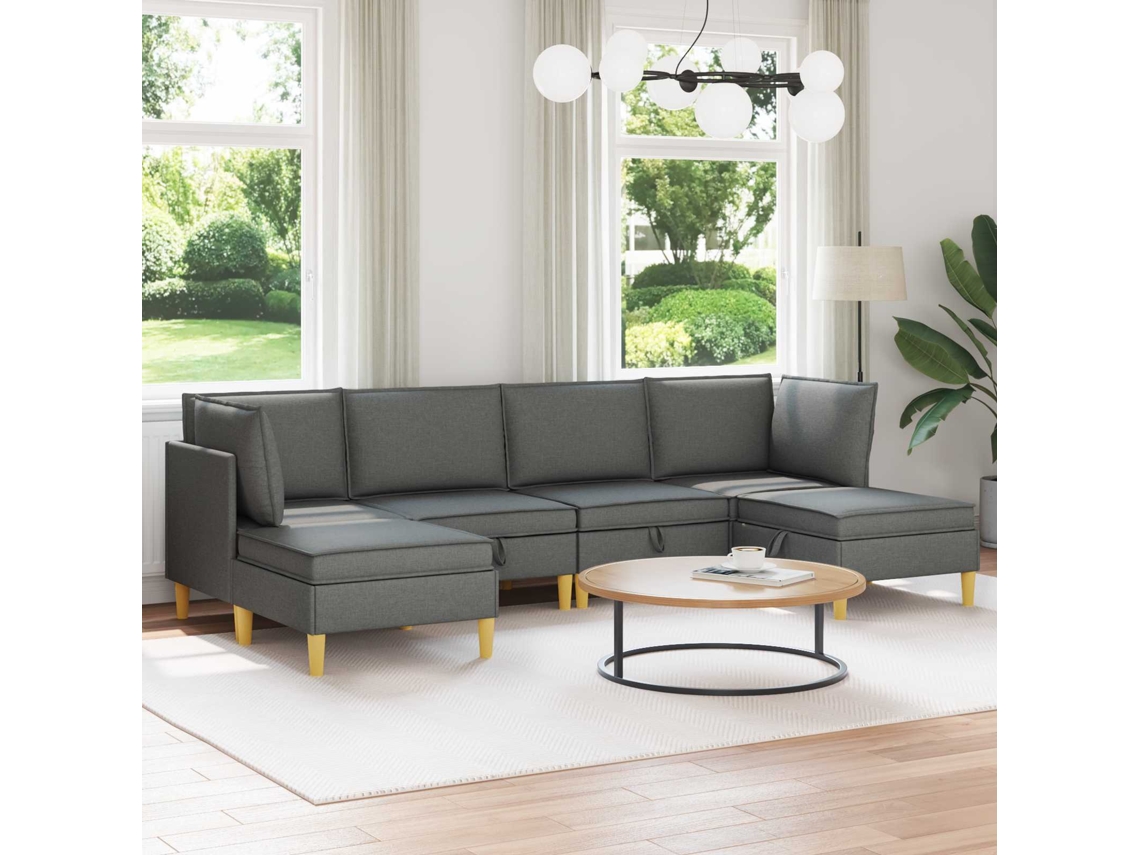 Vidaxl Conjunto De Sofá Modular Com Armazenamento 6 Pcs