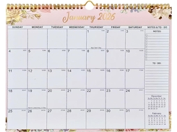 Calendário De Parede 2026- 2027- Planejador Mensal Com Espiral Dupla- Calendários De De 18 Meses-- Para