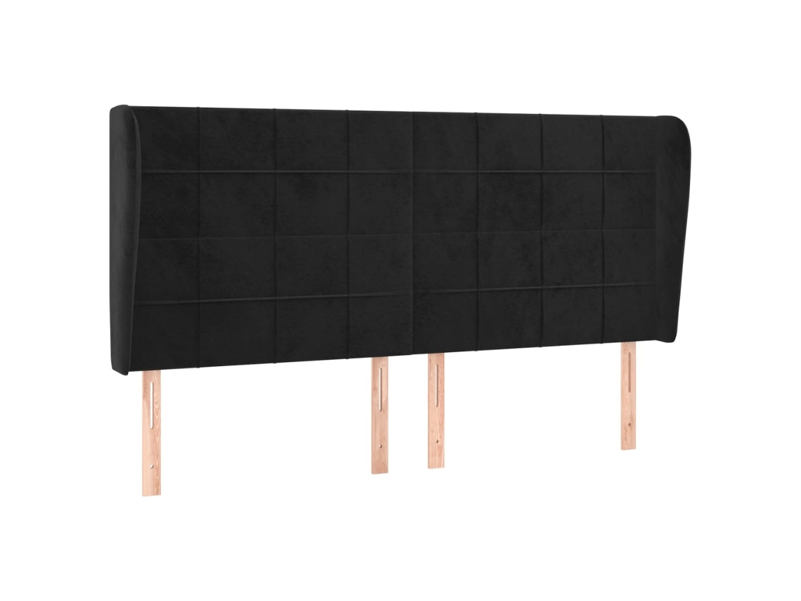Headboard, Headboards Vidaxl Preto Veludo (203 X 23 X 118/128 Cm)