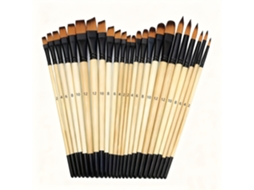 Conjunto De 24 Pincéis Artísticos Com Cerdas Sintéticas E Cabos De Madeira, Ideais Para Pintura Acrílica, Óleo, Aquarela E Trabalhos Manuais.