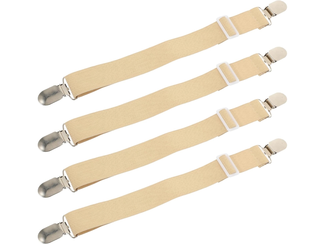 Conjunto de 4 Prendedores Metálicos para Lençóis, com Elástico e Suportes Ajustáveis Colchão, Ideais CHABERLU