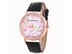 Reloj De Pulsera Para Mujer Zhoulianfa De Cuero Pu Dial Redondo Analógico De Quartzo Negro