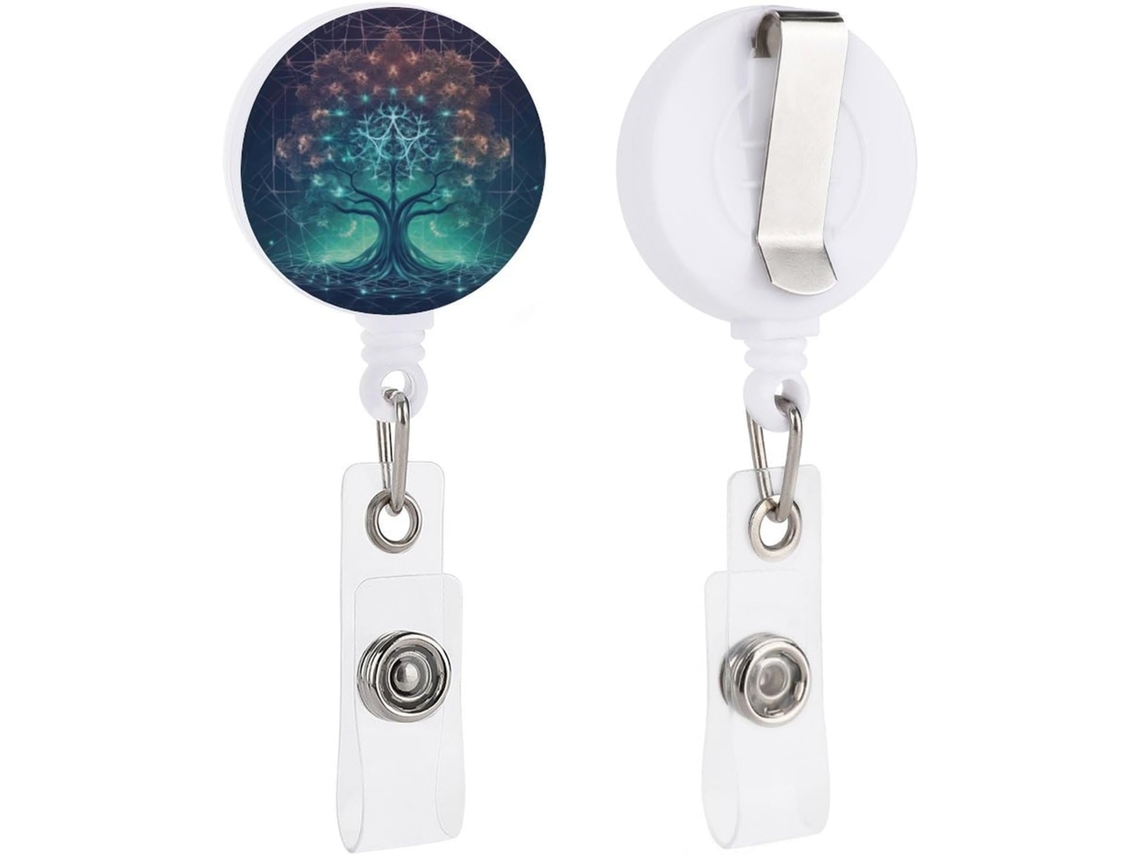 Chaveiro Retrátil Com Porta Crachá, Ícone Futurista Digital da Vida, Porta Crachá Espacial, Chaveiro Divertido E