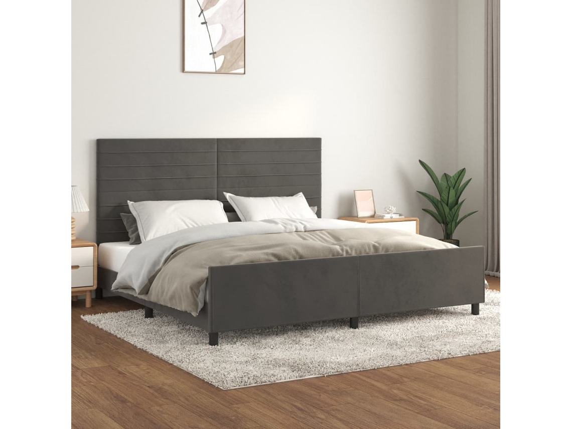 Vidaxl Estrutura De Cama Sem Colchão 200x200 Cm Veludo Cinzento-escuro