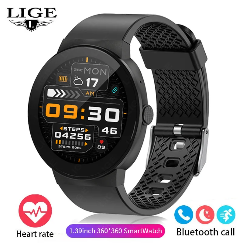 Relógio Inteligente (silicone Preto), À Prova D'água, Com Chamadas Bluetooth E Monitoramento De Atividades Físicas.
