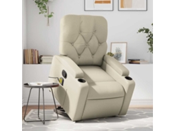 Vidaxl Poltrona Reclinável De Massagens Couro Artificial Cor Creme