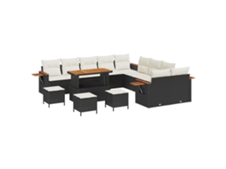 Conjunto 18 Móveis De Jardim Vidaxl Preto Vime Pe (289 X 289 X 85 Cm)