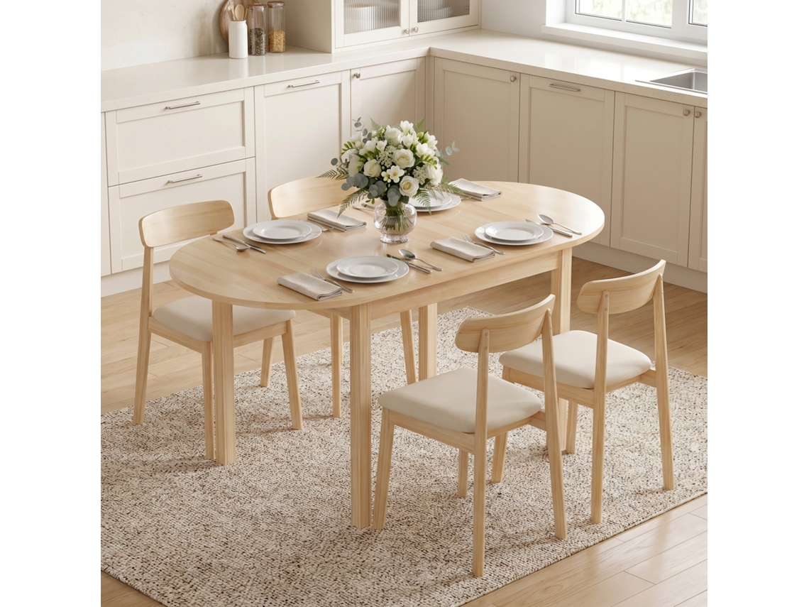 Mesas De Jantar Madeira Dobráveis, Tábuas Cozinha Para 6 Pessoas Com Design Abas, 140 X 70 X 75 Cm, Lenhoso Natural