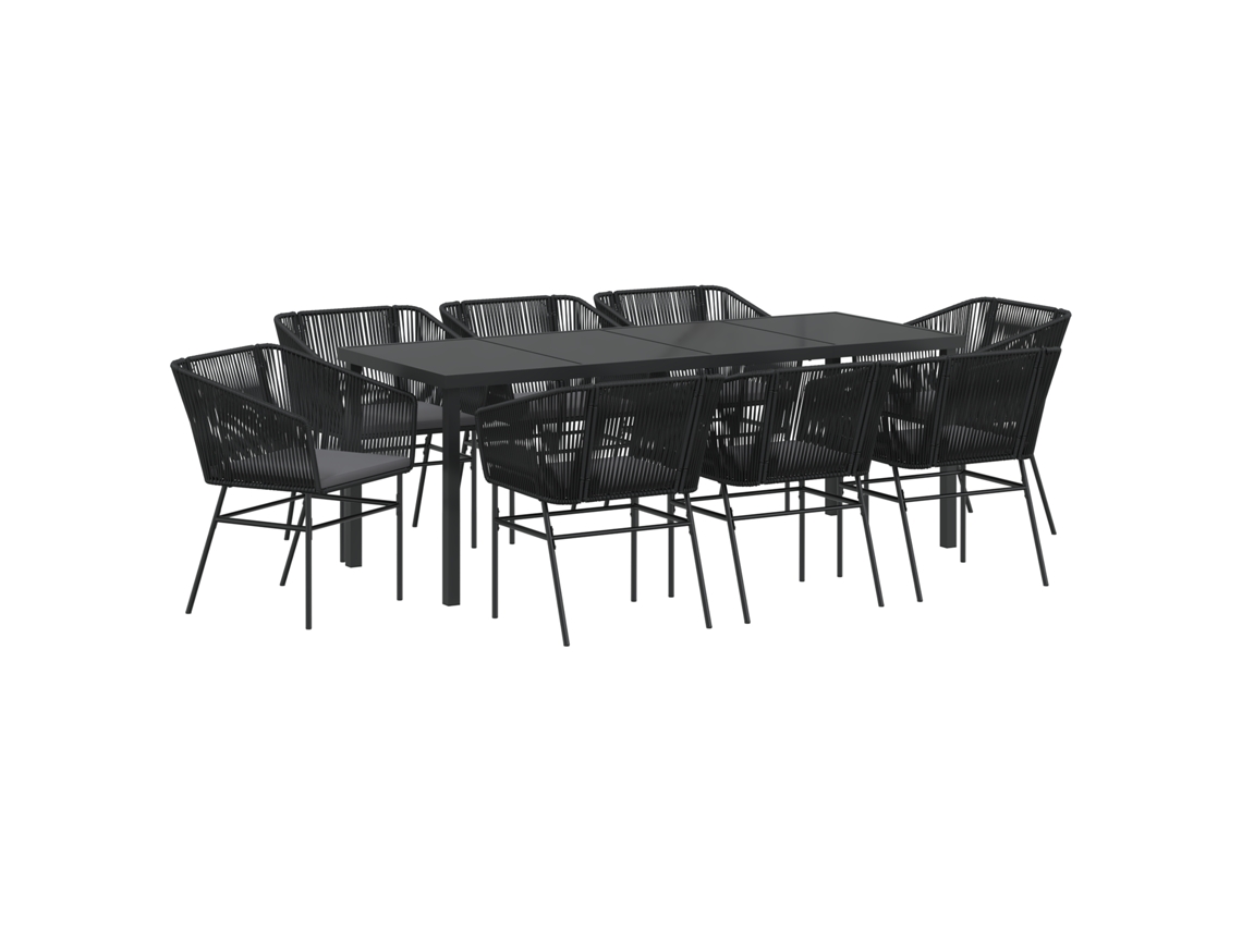 Conjunto 9 Conjunto De Jantar Para Jardim Vidaxl Preto Aço Revestido A Pó (200 X 80 X 73 Cm)