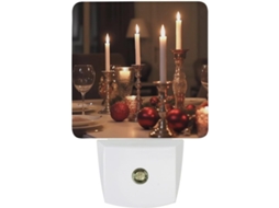 Castiçal De Parede Mesa Jantar, Com Sensor De Luz Noturna Que Liga Ao Anoitecer E Desliga Amanhecer, Luz Led Branca