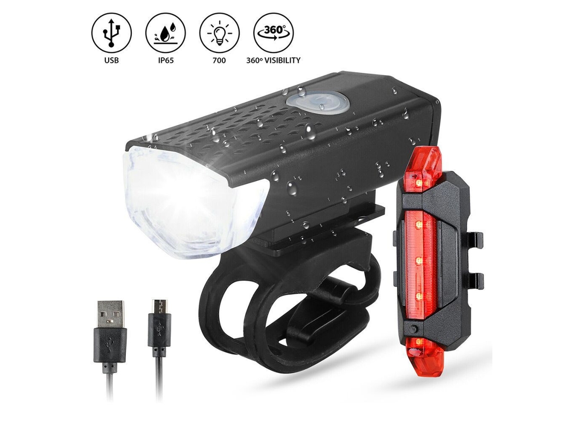 Kit De Iluminação Led Para Bicicleta Recarregável Por Usb, Conjunto De Luzes Dianteiras E Traseiras À Prova Dágua Para Áreas Externas SUNNY SPACES
