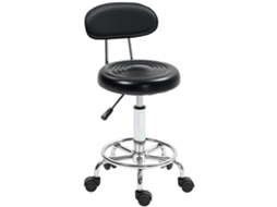 Banco Com Roda Couro Sintético Cor Preto 32x40x70x70-86 Cm Homcom