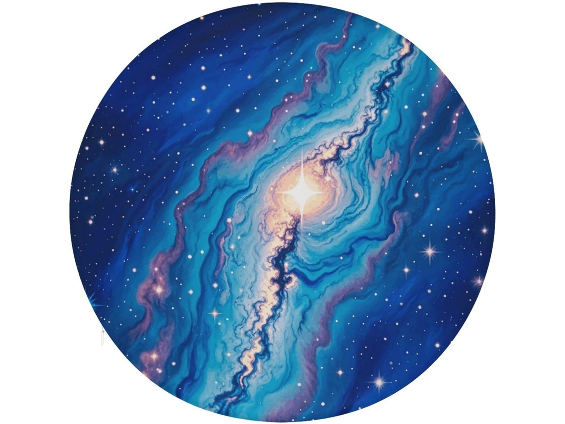 Almofada Redonda Com Estampa De Galáxia Azul, Antiderrapante, Removível, Para Cadeira, Banqueta, Sofá, Chão, Escritório