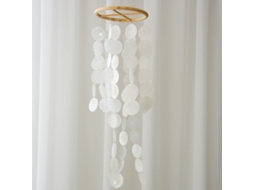 Sinos De Vento Lurelia, 72 Pol, Para Jardim, Suspenso, De Madeira, Branco, 12 Cm