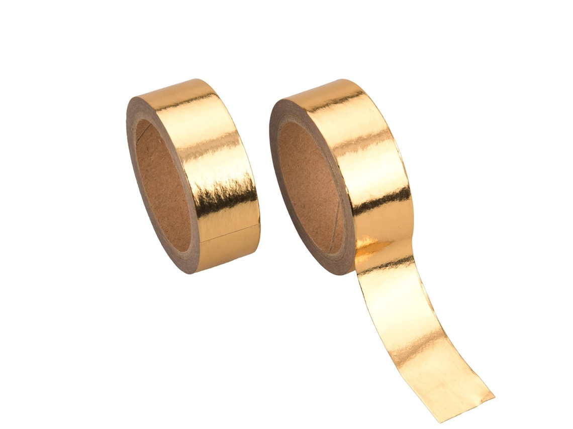 Lurelia 2 Rolos De Fita Washi De Folha De Ouro Maciço, Fita Adesiva Decorativa