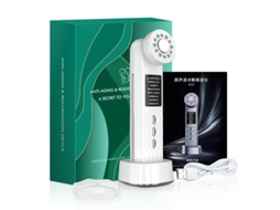 Massageador Facial de Radiofrequência Ems com Terapia de Luz Vermelha para Uso Doméstico com Regulador de Pele em Aço Inoxidável MDUG (branco)