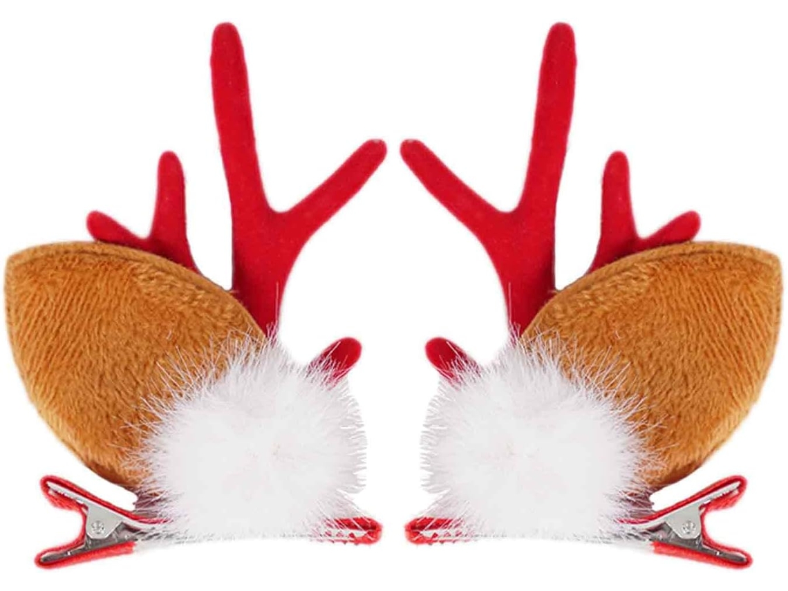 Presilhas de cabelo com chifres de rena para o Natal, decorações natalinas, acessórios fofos para cabeça de rena